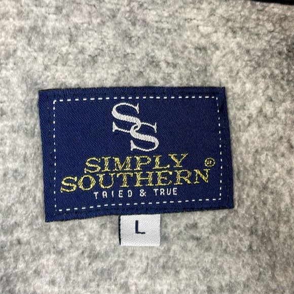 Simply Southern Aztec Pullover Sweatshirt SZ L Unique Warm Quarter Button Top - Picture 12 of 15